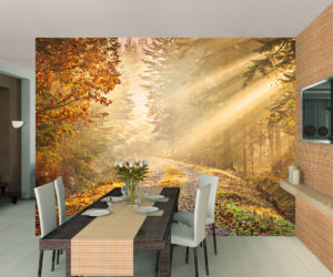 Modern design interior of dining-room. 3D render